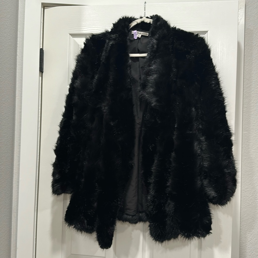 Zara black coat ~ Teddy bear feel